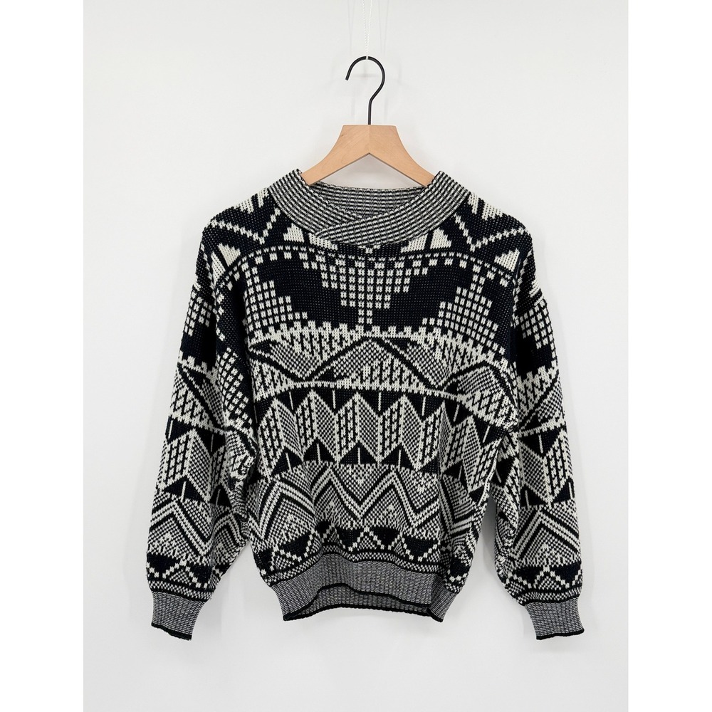 Vintage 80s 90s Sweater Men S Geometric Fair Isle Eclectic Grandpa Grunge Indie